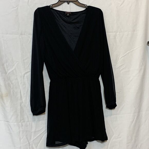 Express Sheer Long Sleeve Black Romper Small Chiffon - Picture 3 of 8
